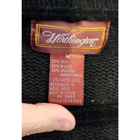 Vintage Worthington Silk Angora Nylon LambsWool Blend Sweater Black‎ Beaded Sz M - Picture 6 of 7